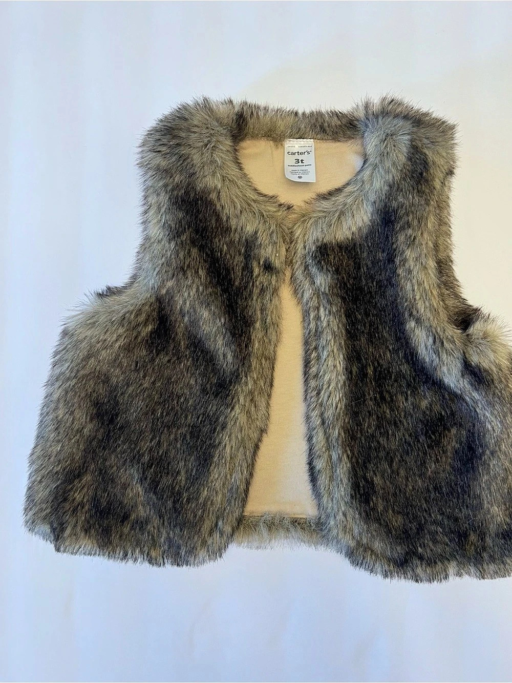 carter's Faux Fur Vest Brown & Gray Girls 3T